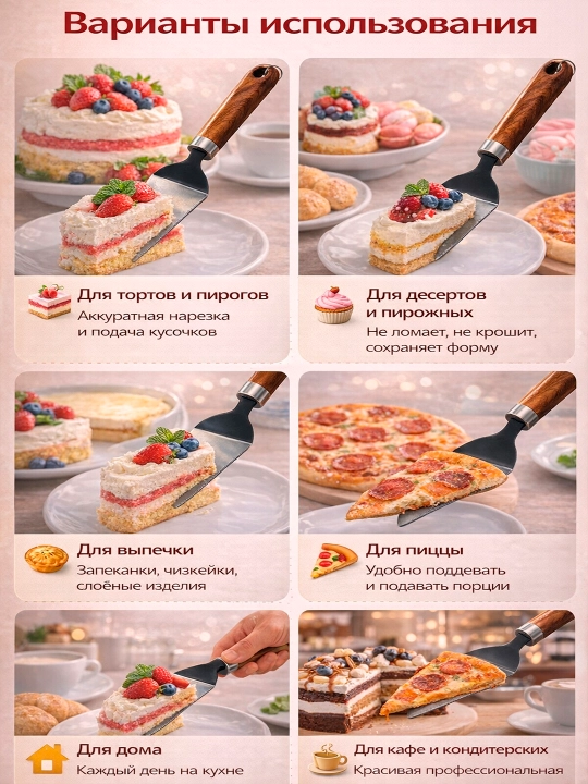 Pitsa va tort uchun oshxona lopatkasi-pichoq, kesish va tortish uchun