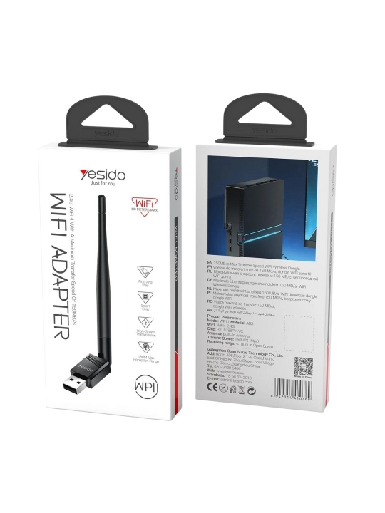 Yesido WiFi 4 2.4GHz, 150 Mbit/s simsiz USB li wifi adapter
