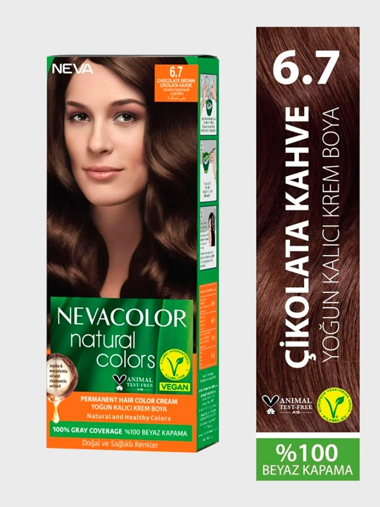 Sochlar uchun krem bo'yoq NEVACOLOR Natural Colors Creme, ton 6-7 SHOKOLAD 110ML