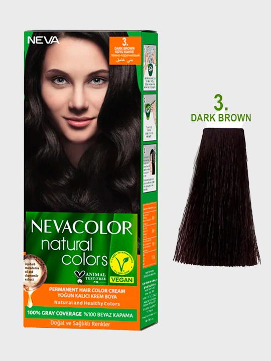 Soch krem bo'yog'i Nevacolor Natural Colors № 3 Toq jigarrang, 110 ml