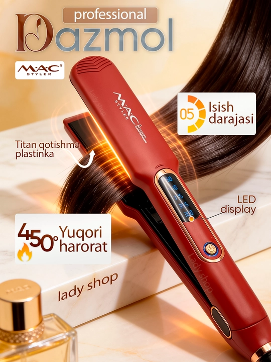 Выпрямитель MAC Styler, профессиональный, титановые пластины, LED-дисплей, стайлер волос