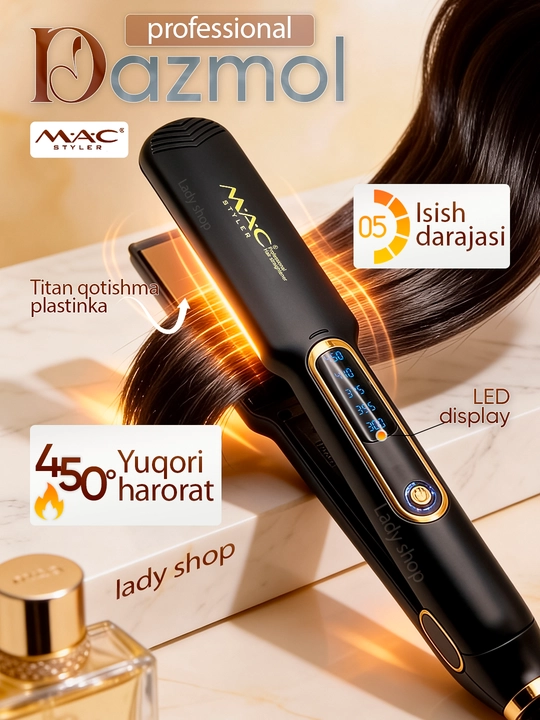 Выпрямитель MAC Styler, профессиональный, титановые пластины, LED-дисплей, стайлер волос - 
