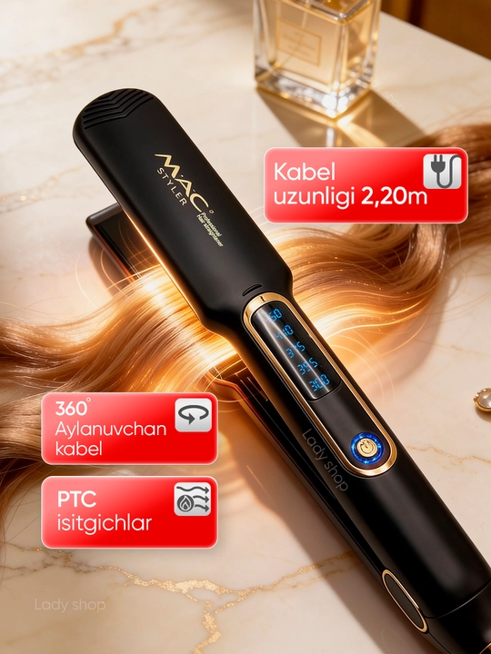 Выпрямитель MAC Styler, профессиональный, титановые пластины, LED-дисплей, стайлер волос