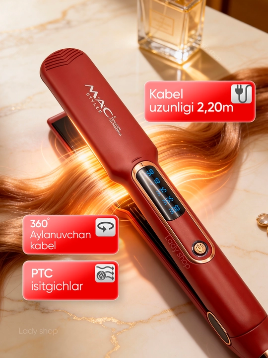 Выпрямитель MAC Styler, профессиональный, титановые пластины, LED-дисплей, стайлер волос