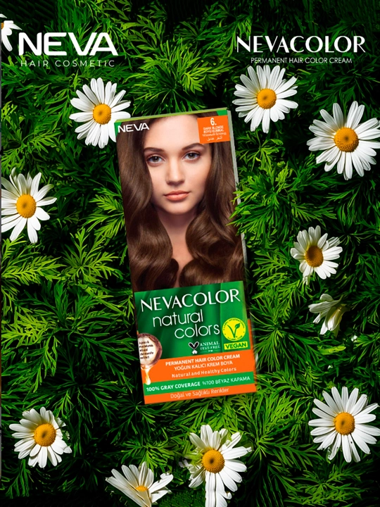 Краска для волос NEVACOLOR Natural Colors Creme, тон 6-0 темно-русый 110МЛ