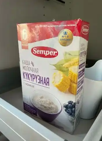 Makkajo'xori sutli bo'tqasi Semper, rezavor bilan, quruq, shakarsiz glyutensiz 6 oy+ 180 g