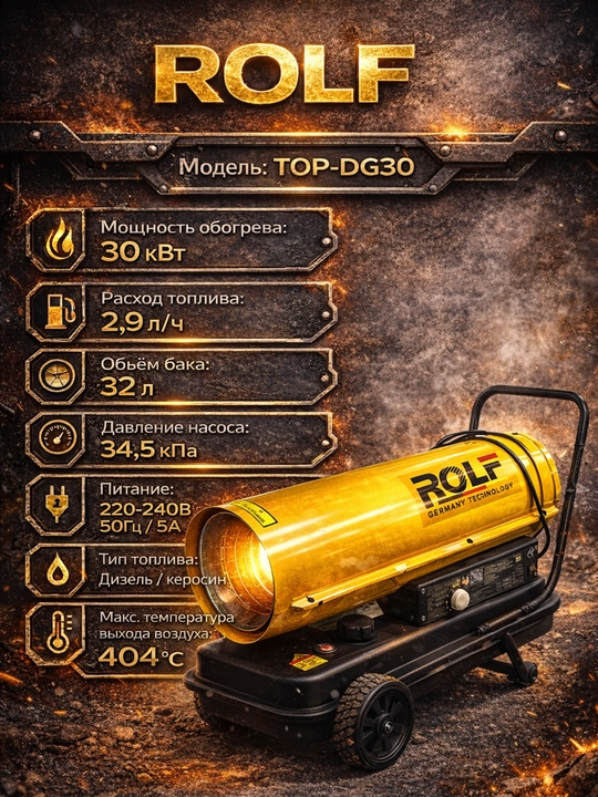 ROLF TOP-DG30 / TOP-9KVA Sanoat Isitgichi – 30kW Dizel / 9kW Elektr Isitgich - 
