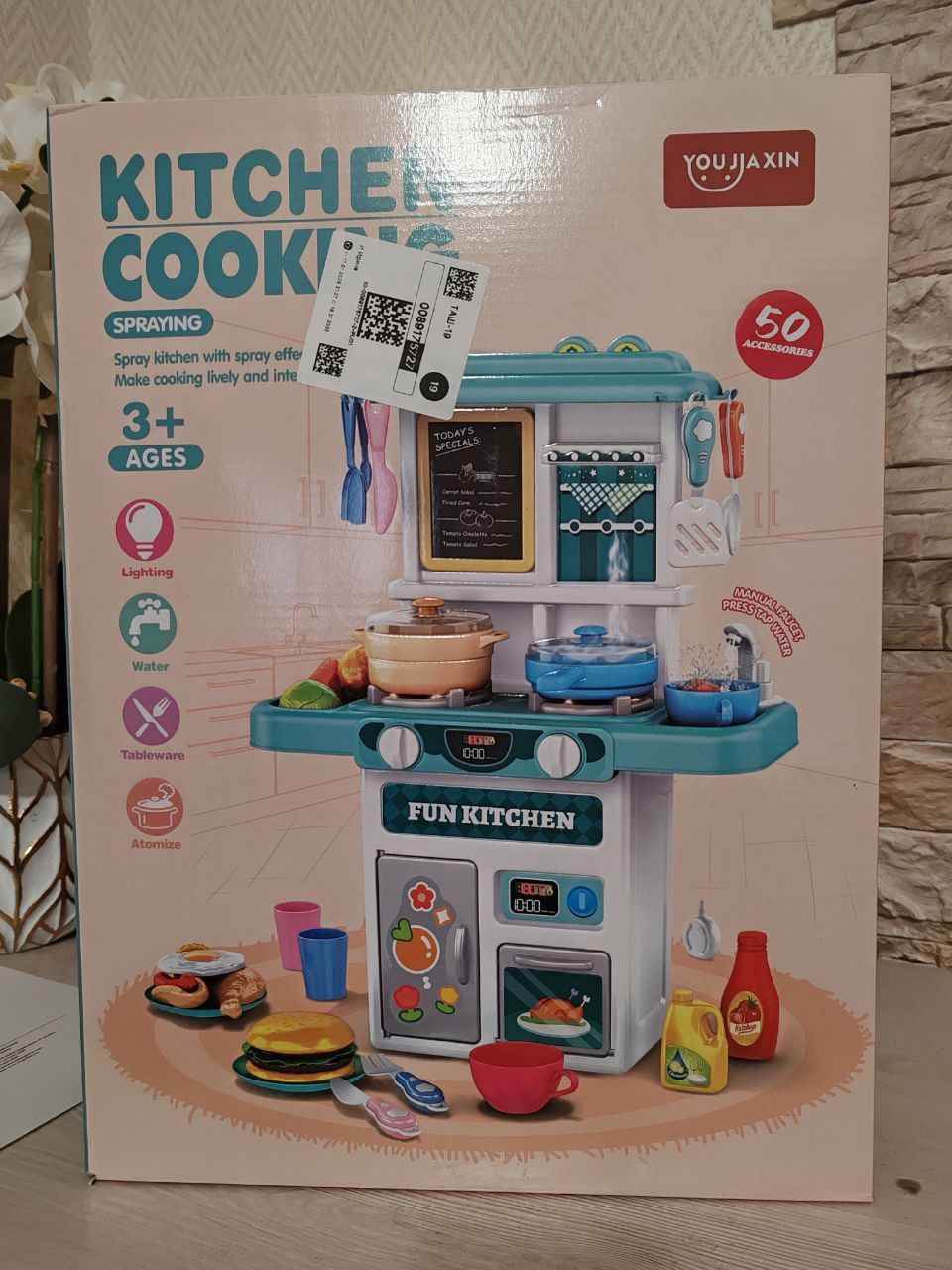 Детская игрушечная кухня, игровой набор с водой, паром, звуком или без них, набор посуды