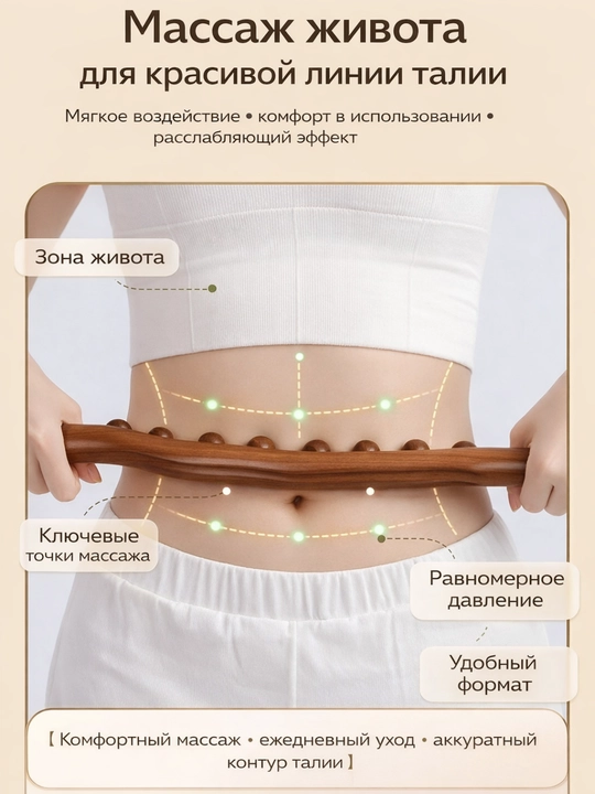 Деревянный массажный ролик, для расслабления мышц, точечный массаж тела