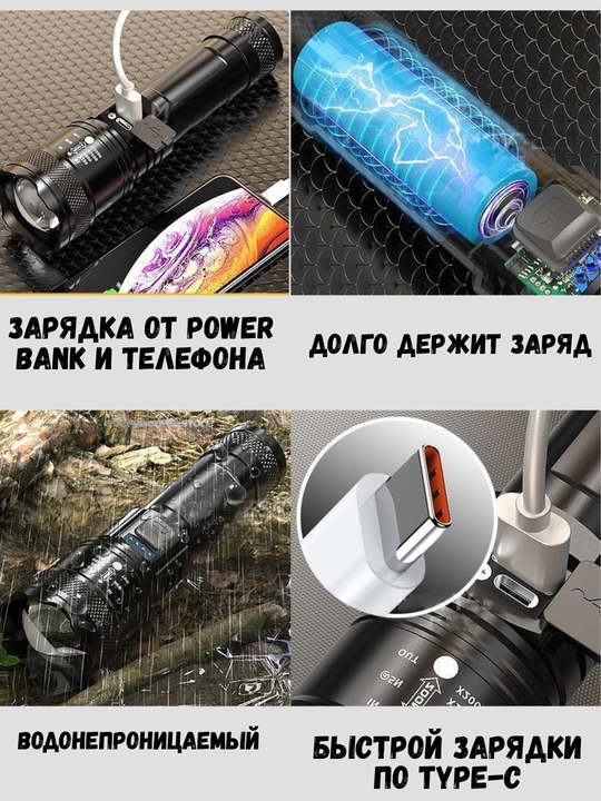 Карманный фонарик, для путешествий, охоты, рыбалки, тактический, светодиодный, водостойкий