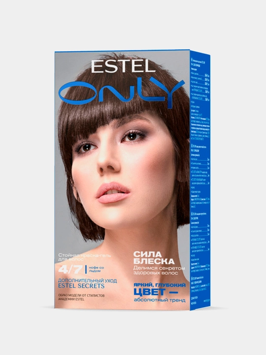 Краска-гель для волос ESTEL ONLY, стойкая, тон коричневый шатен 4/7, 125мл - 