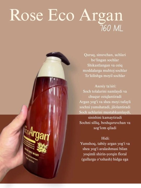 Rosse Eco Aloe, Eco Argan, Black garlic koreya shampuni barcha turdagi sochlar uchun