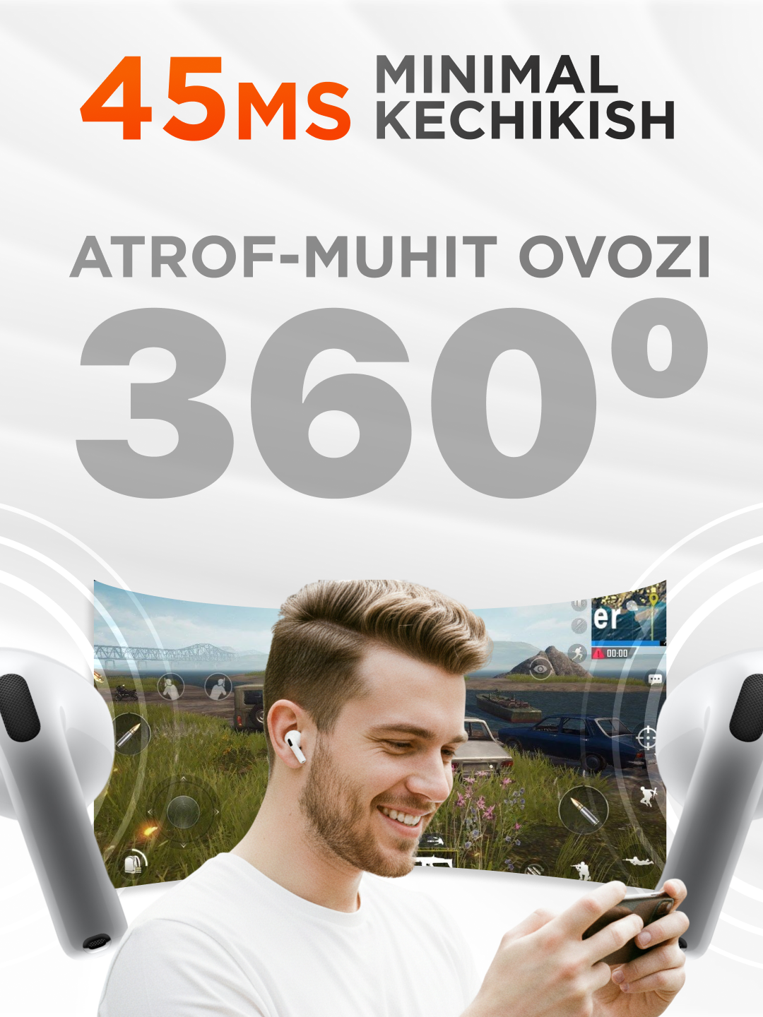 Simsiz quloqchinlar Pods 4 ANC , iPhone va Android uchun naushnik 4ta sovg'a