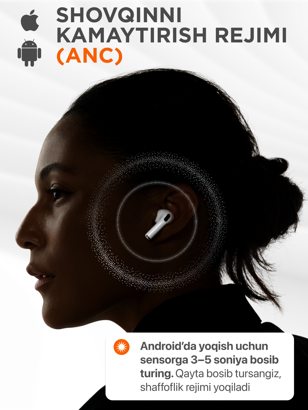 Simsiz quloqchinlar Pods 4 ANC , iPhone va Android uchun naushnik 4ta sovg'a