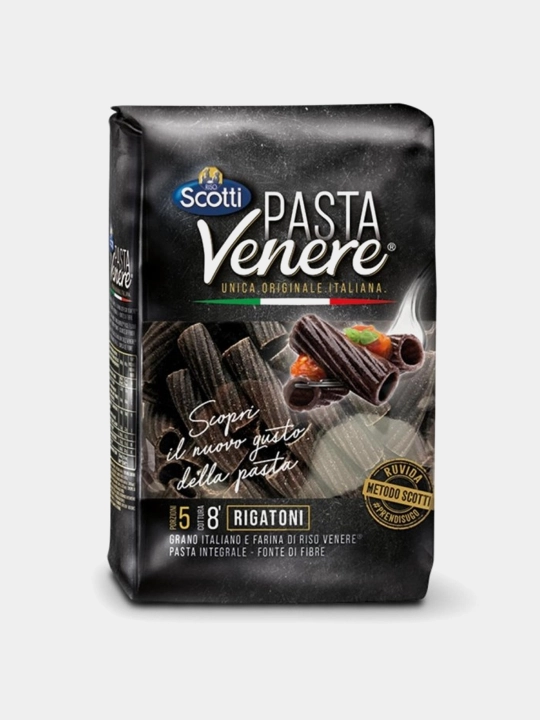 Паста RISO SCOTTI Venere Integrale Rigatoni, 400 г - 