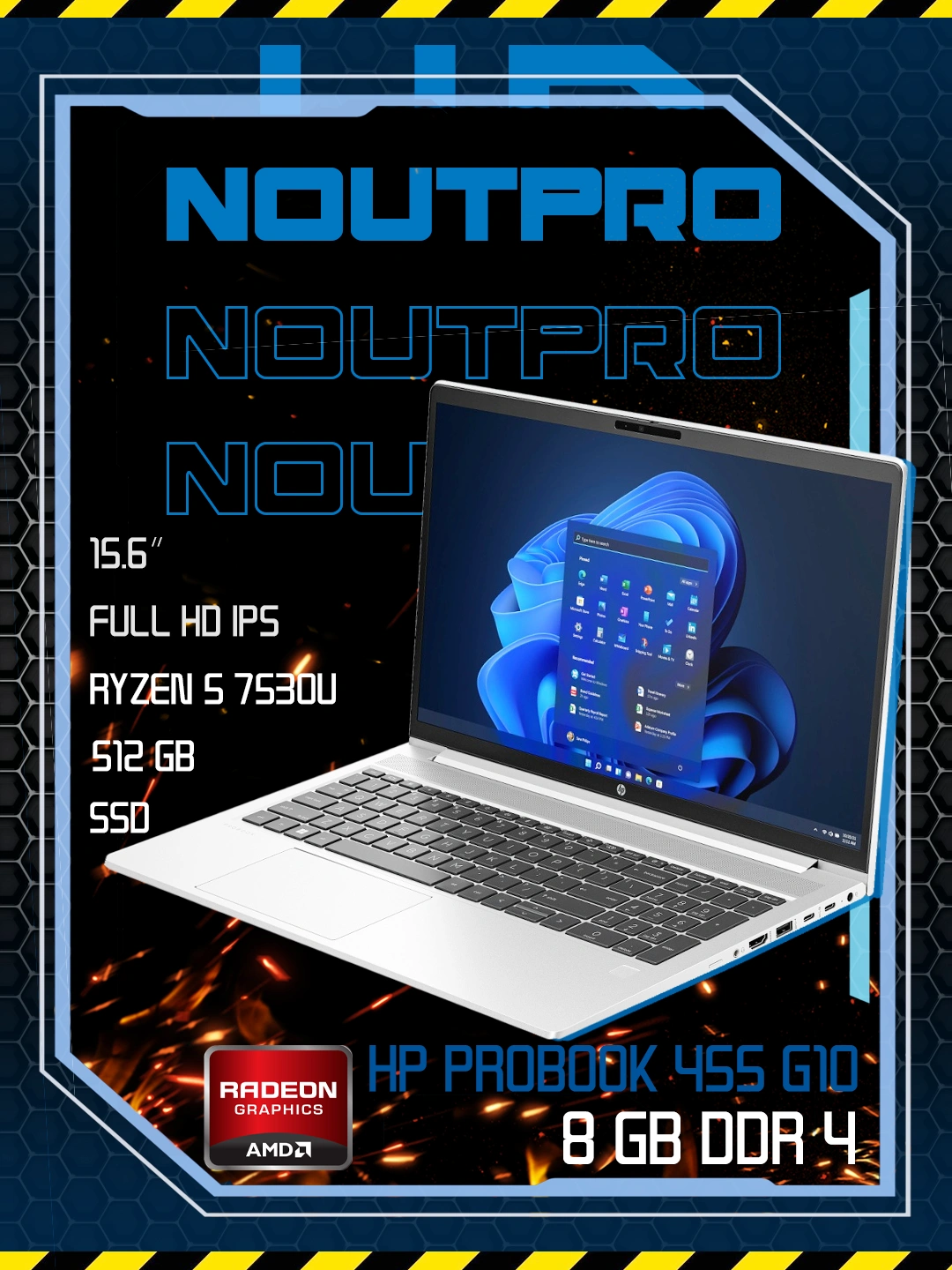 Ноутбук HP ProBook 455 G10,AMD Ryzen 5 7530U,RAM 8GB DDR4/SSD 512 ГБ, 15.6″ Full HD IPS за 5999990 сум со скидкой 60%. Uzum Market