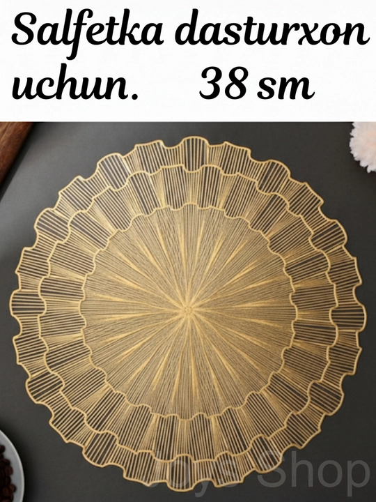 Stolga xizmat ko‘rsatish salfetkasi, 1 donadan 4 donagacha, dumaloq, diametri 38 sm