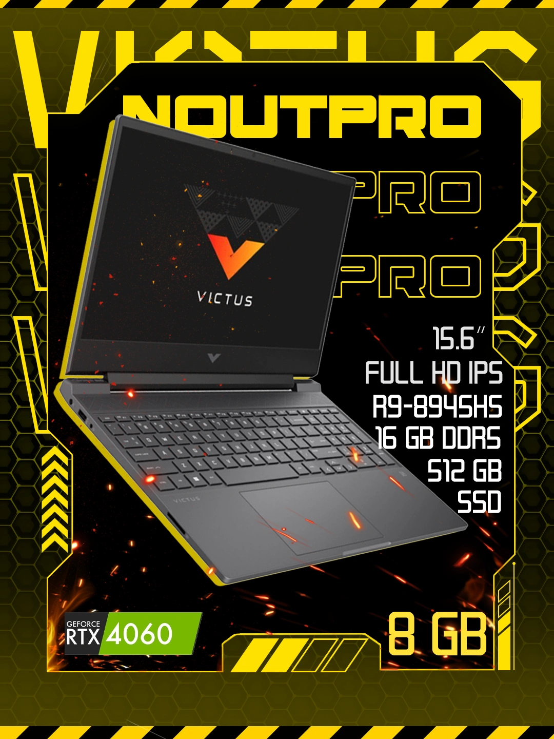 Ноутбук HP Victus 15 R9-8945HS, 16GB DDR5, 512GB SSD 15.6" FHD IPS 144 Hz, RTX 4060 8GB за 13499900 сум со скидкой 33%. Uzum Market