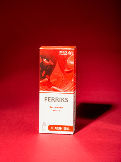FERRIKS, qon ko‘paytiruvchi, temir va gemoglobin uchun tabiiy o‘simlikli sirop, 150 ml