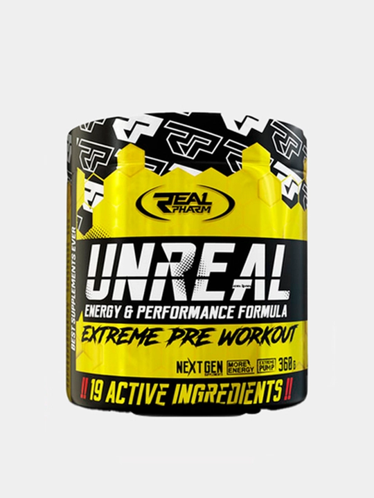 Real Pharm UNREAL energiya, fokus va pampa uchun mashq oldi majmuasi, kivi-kaktus ta’mi