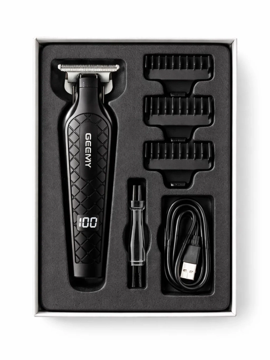 GEEMY GM-8055 professional trimmer — soqol va soch uchun, T-pichoq, USB, displey