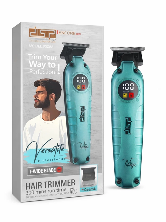 DSP Encore Pro 90086 professional trimmer — soch va soqol uchun, T-Wide pichoq, 300 daqiqa