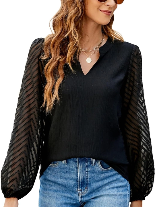 Женская блузка с прозрачными рукавами - EllyFashion