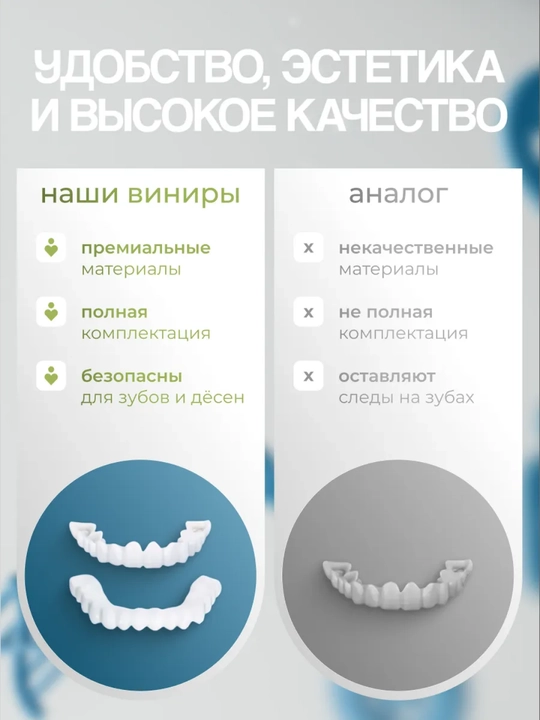 Универсальные виниры верх+низ, улыбка за 5 минут, безопасный материал