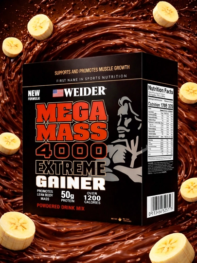 Гейнер MEGA MASS Gainer Black, для набора массы, 7-3-1  кг — VENOM-MEGAMASSQORA-ШОКОЛ-1kg