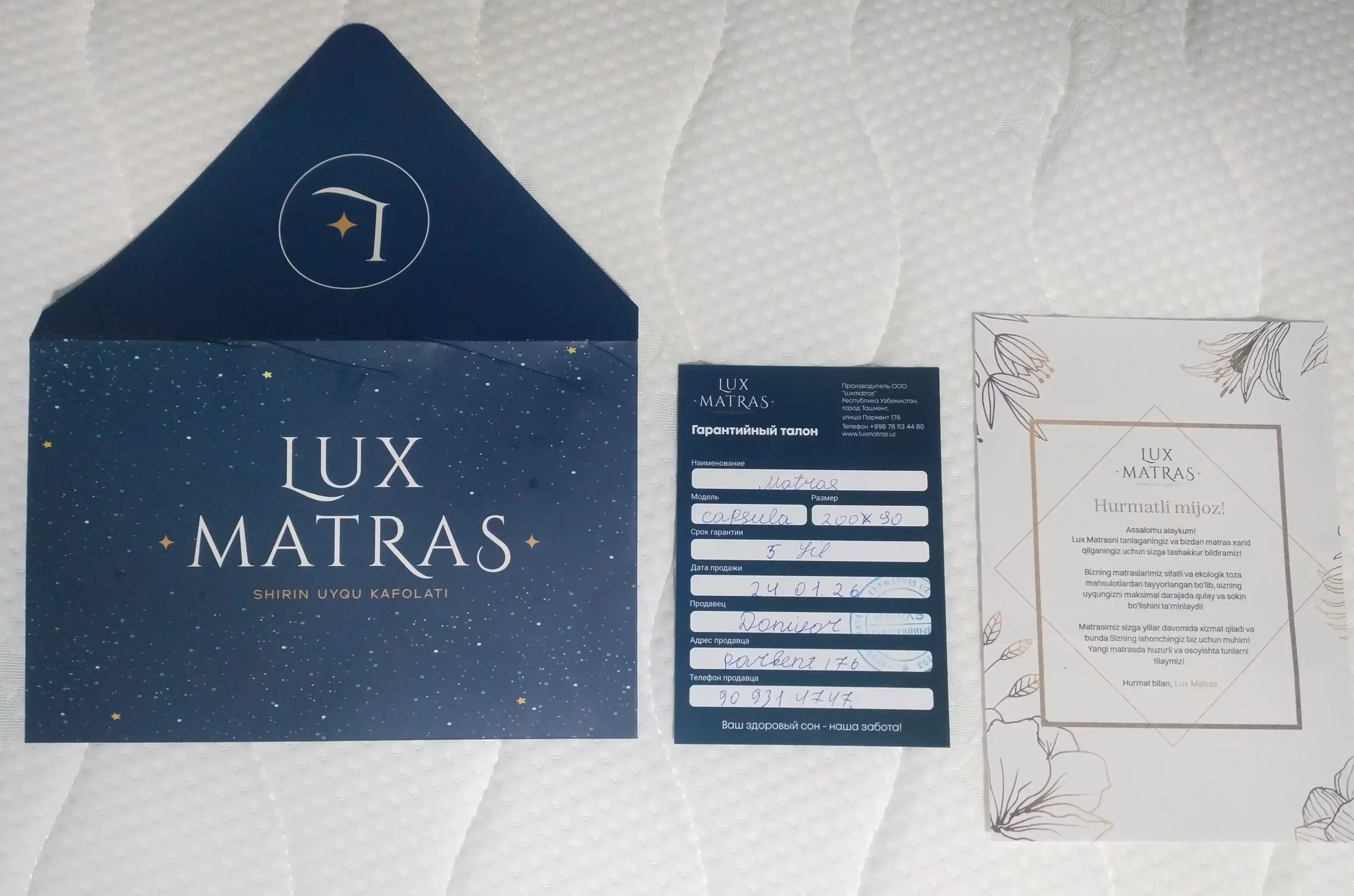 Matras Capsula anatomik, balandligi 22 sm, mustaqil prujinali, Luxmatras
