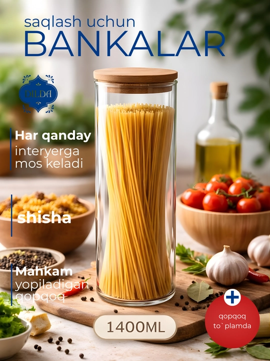 Sochiluvchan mahsulotlar uchun konteyner, shisha banka, 1 dona - 