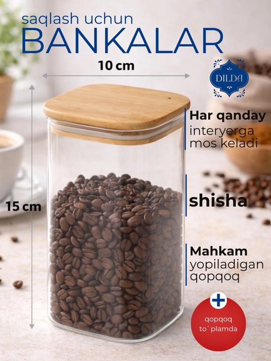 Sochiluvchan mahsulotlar uchun konteyner, shisha banka, 1 dona - 