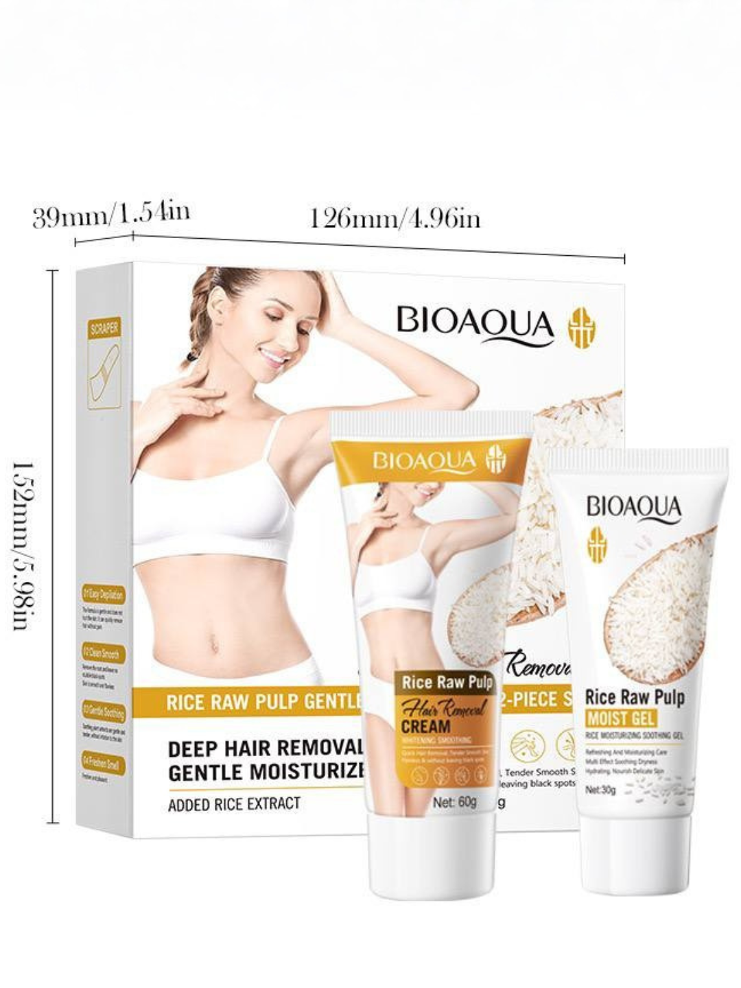 BIOAQUA Rice Raw Pulp guruch ekstrakti bilan depilyatsiya kremi
