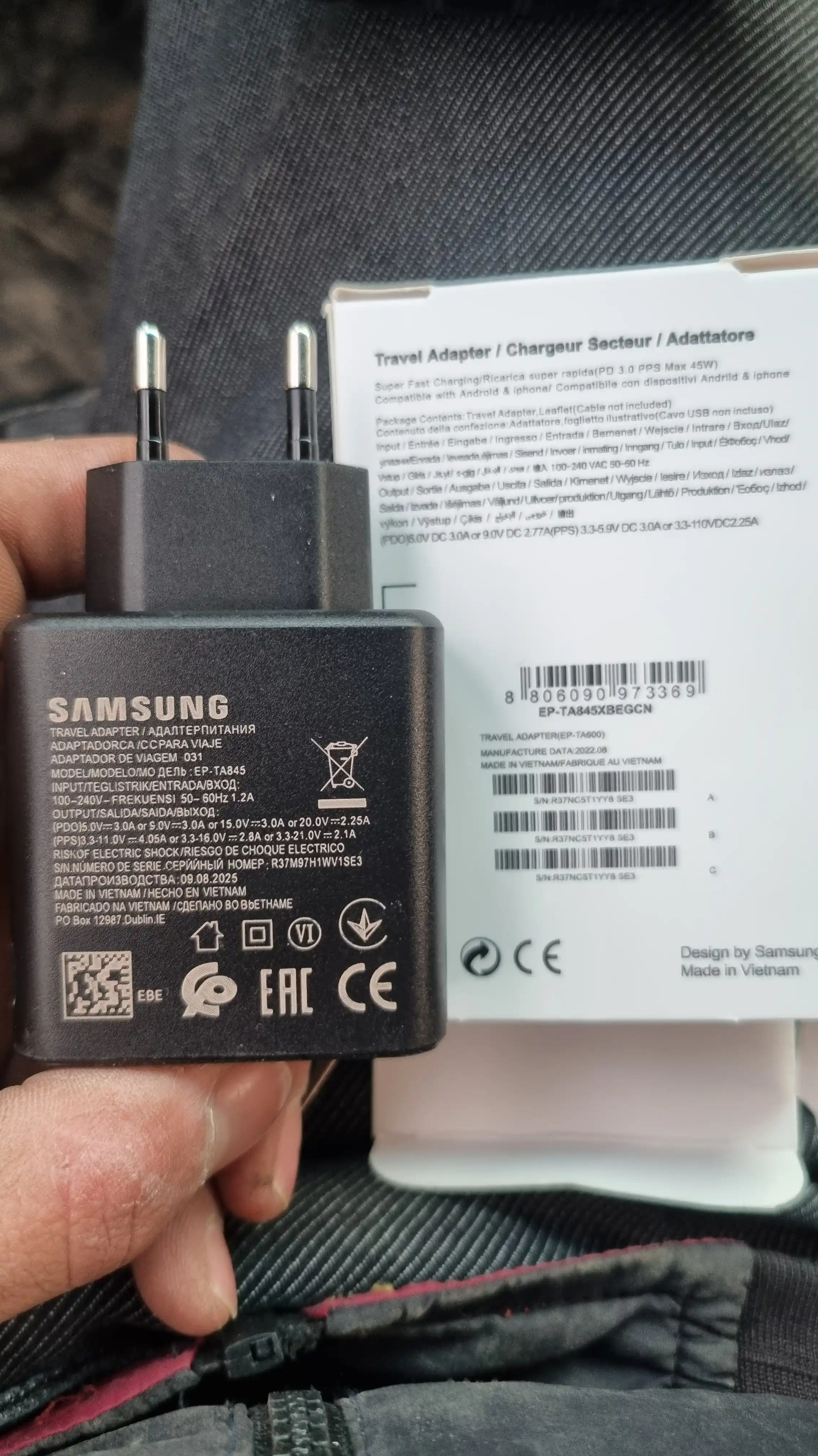 Сетевой адаптер Samsung 45W PD Type-C, супер быстрая зарядка