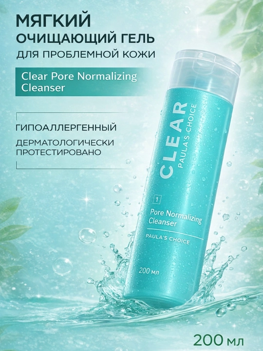 Мягкий очищающий гель для проблемной кожи Paula’s Choice Clear Pore Normaliazing Cleanser - 