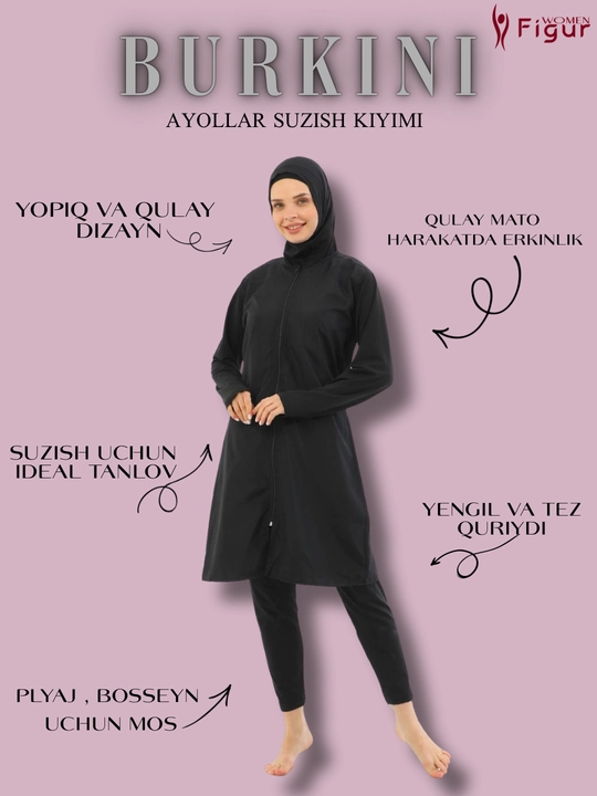 BURKINI yopiq ayollar suzish kiyimi 1500 - 8 - 15 - 