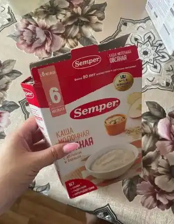 Sutli yorma bo'tqasi Semper, olma va banan bilan, shakarsiz, quruq, 6 oydan boshlab, 180 g