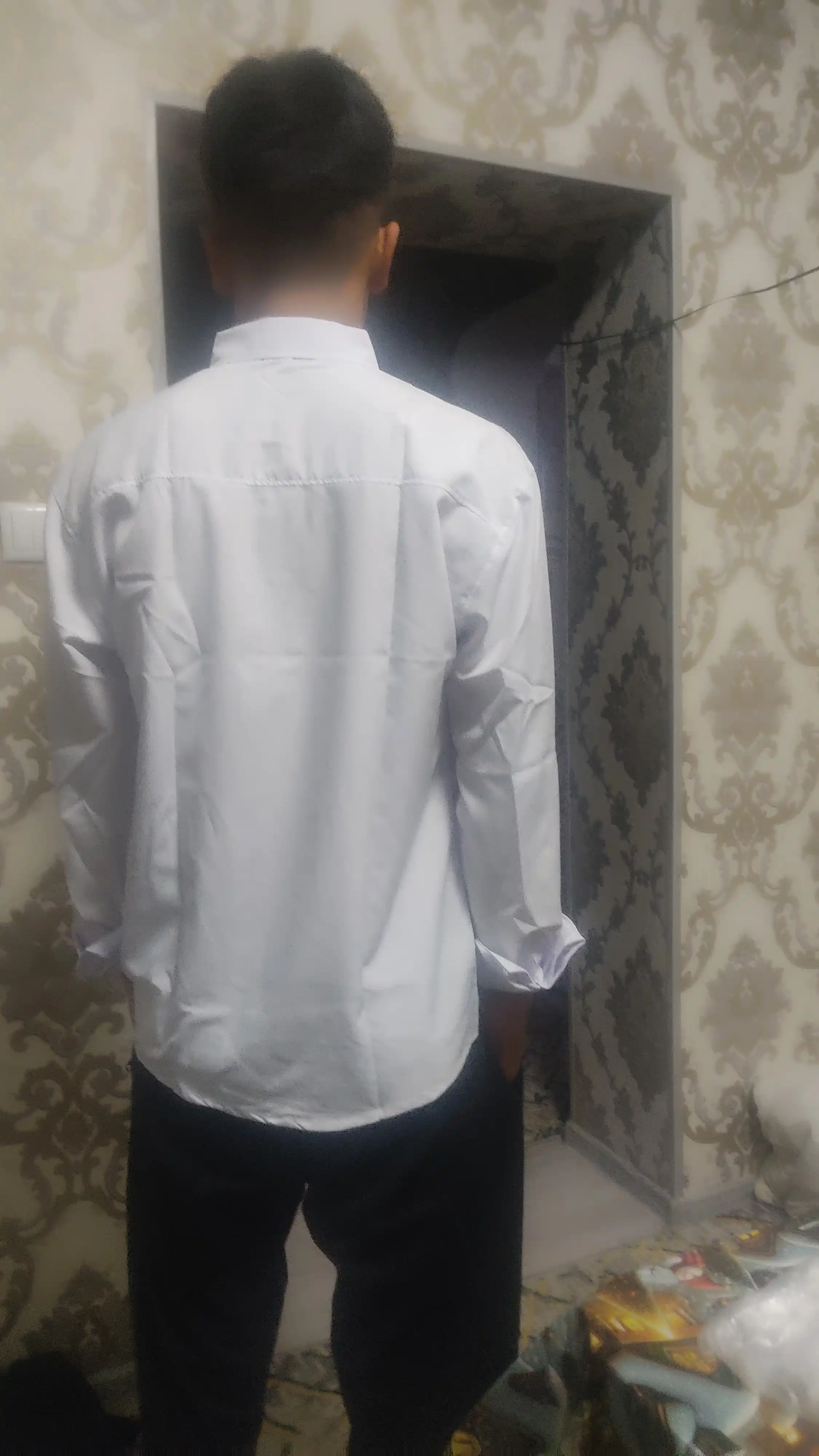 Erkaklar ko‘ylagi, klassik, belga yopishgan, yo‘l-yo‘l, bir xil rangli Slim Fit