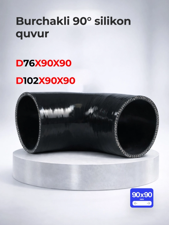 Burchakli 90° silikon quvur 76 mm, 102 mm - 