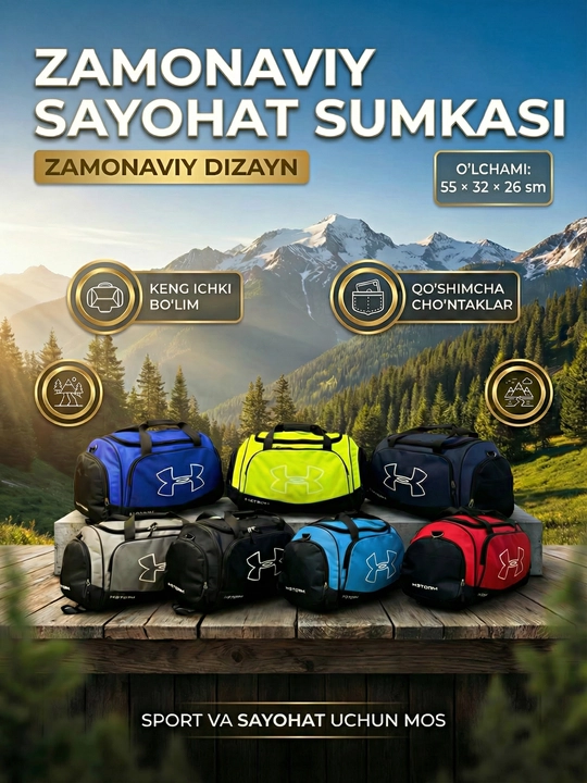 Sumka, fitnes, sport, dam olish, safar uchun 3 tasi 1 da