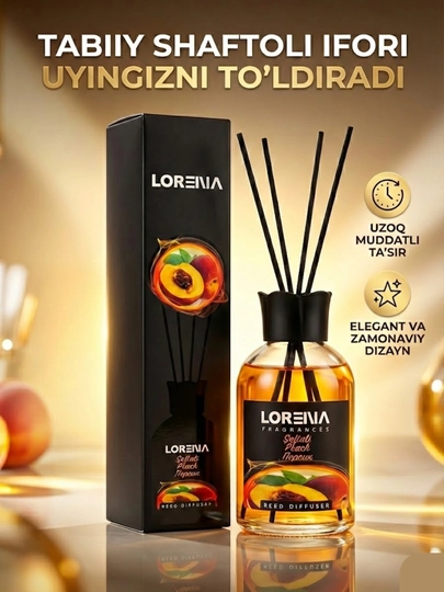 Аромадиффузор Loreva: Парфюм для дома с палочками, стойкий аромат Lorena, Loreva — JAVAEXP-LORENA-ГОРЧИЧ-lor110