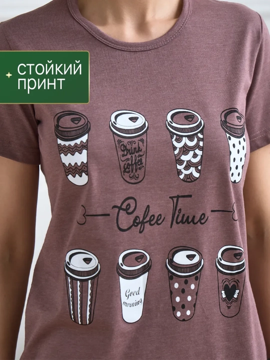 Пижама женская, футболка с бриджами