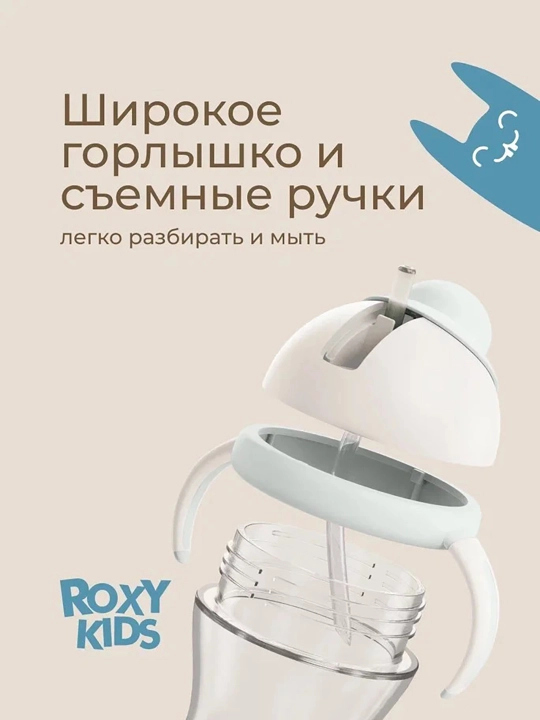 ROXY-KIDS Поильник непроливайка, детская бутылочка с трубочкой 200 мл