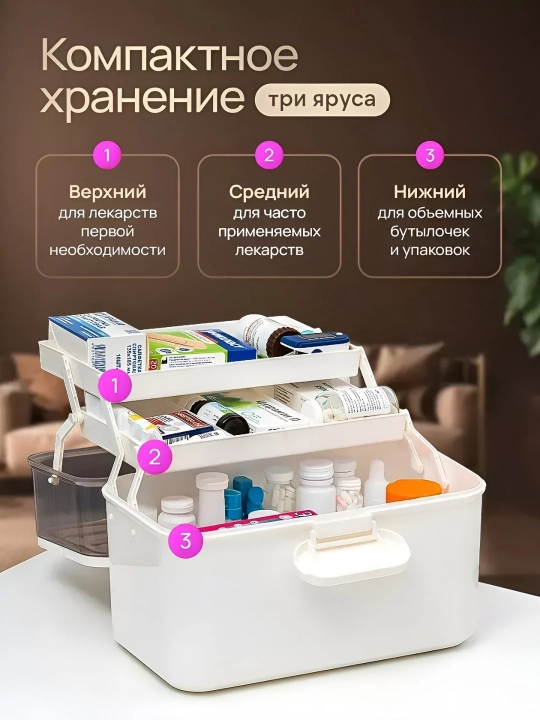 Аптечка домашняя для лекарств, большая
