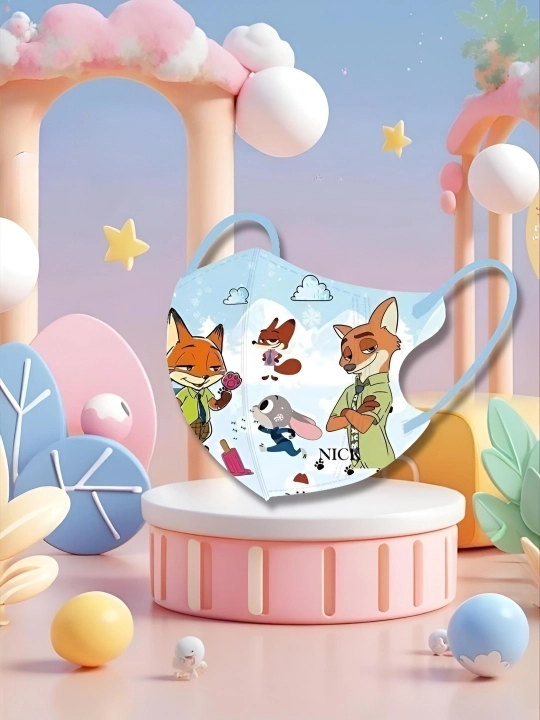 KN95 bir martalik bolalar niqobi, 3–12 yosh, multfilm dizayn Zootopia - 