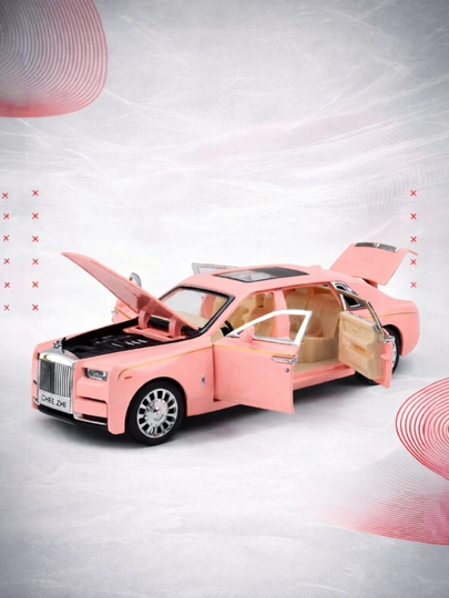 Машинка Rolls Royce PHANTOM, металлическая модель , фантом 1:24 , розовый 23см — ROYALKI-IO87