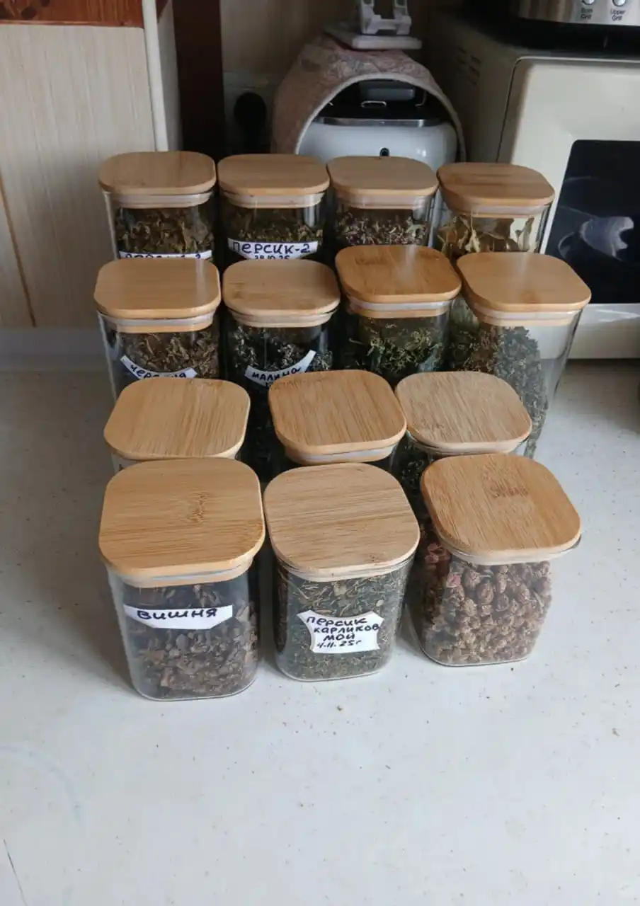 Shisha idish, quruq mahsulotlar uchun, germetik, 600–1200 ml, qoshiq bilan to‘plamda