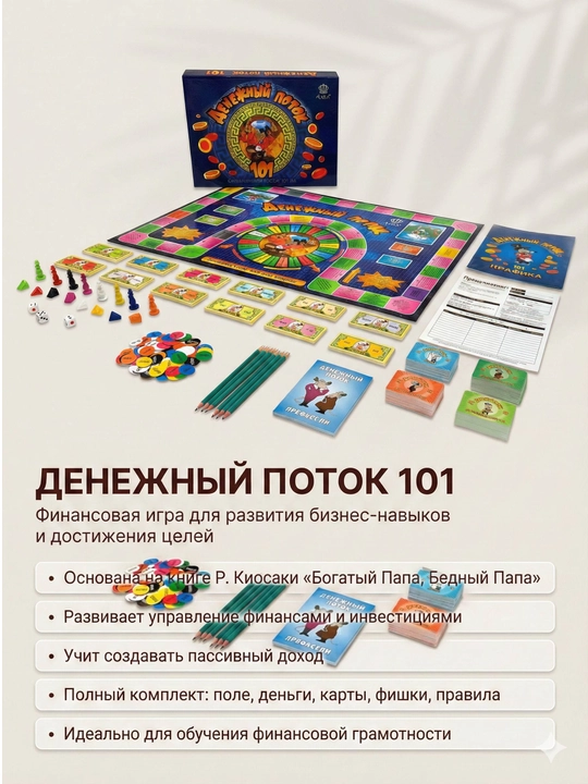 "Денежный поток" (Cashflow), по методике Роберта Кийосаки, для финансовой грамотности