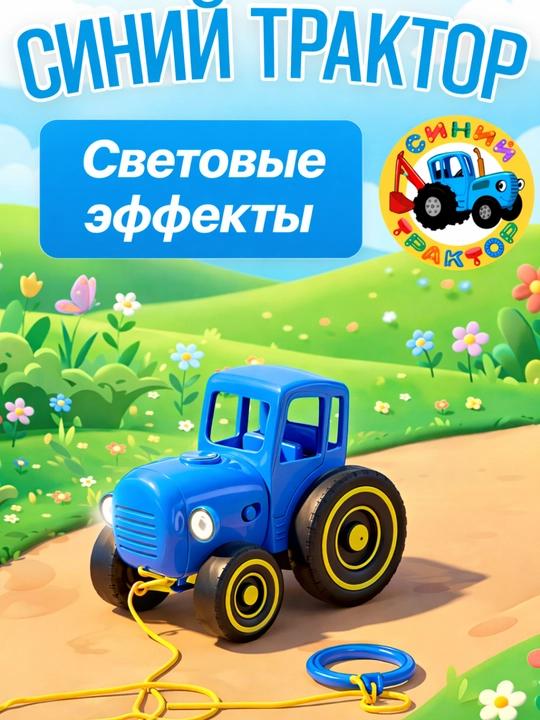 Bolalar o'yinchog'i "Siniy Traktor"-multfilm qo'shiqlari, yorqin chiroqlar, katalka - 