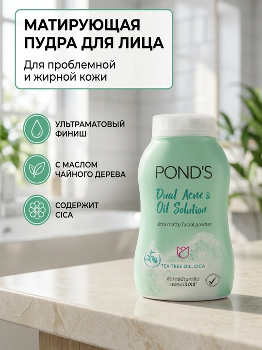 Рассыпчатая пудра POND'S от акне с маслом чайного дерева, 45 гр - 